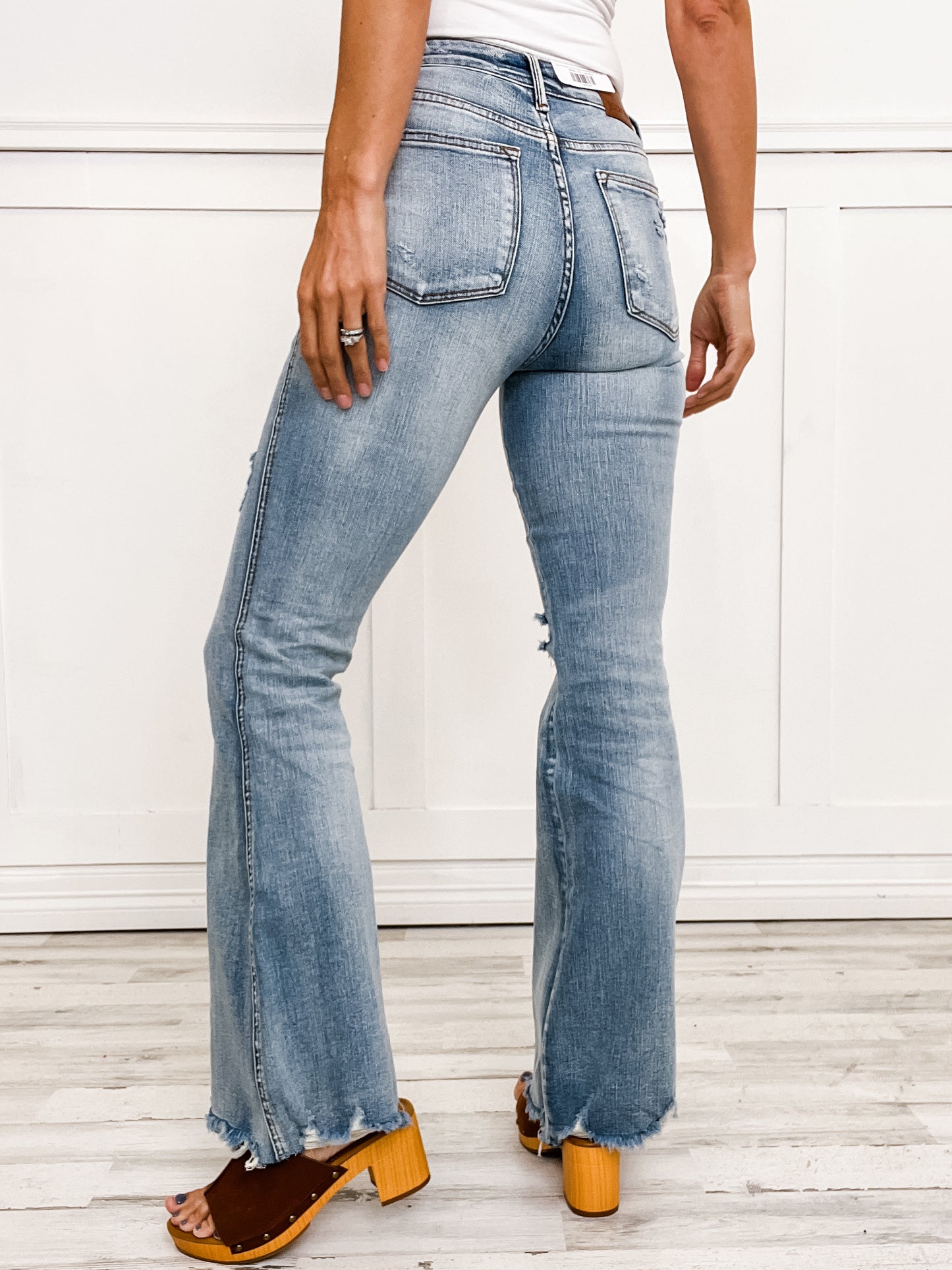 Judy Blue REBEL Mid-Rise Tummy Control Distressed Flare Jeans