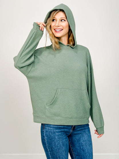 Cloudy Knit Hoodie with Pocket In Front
