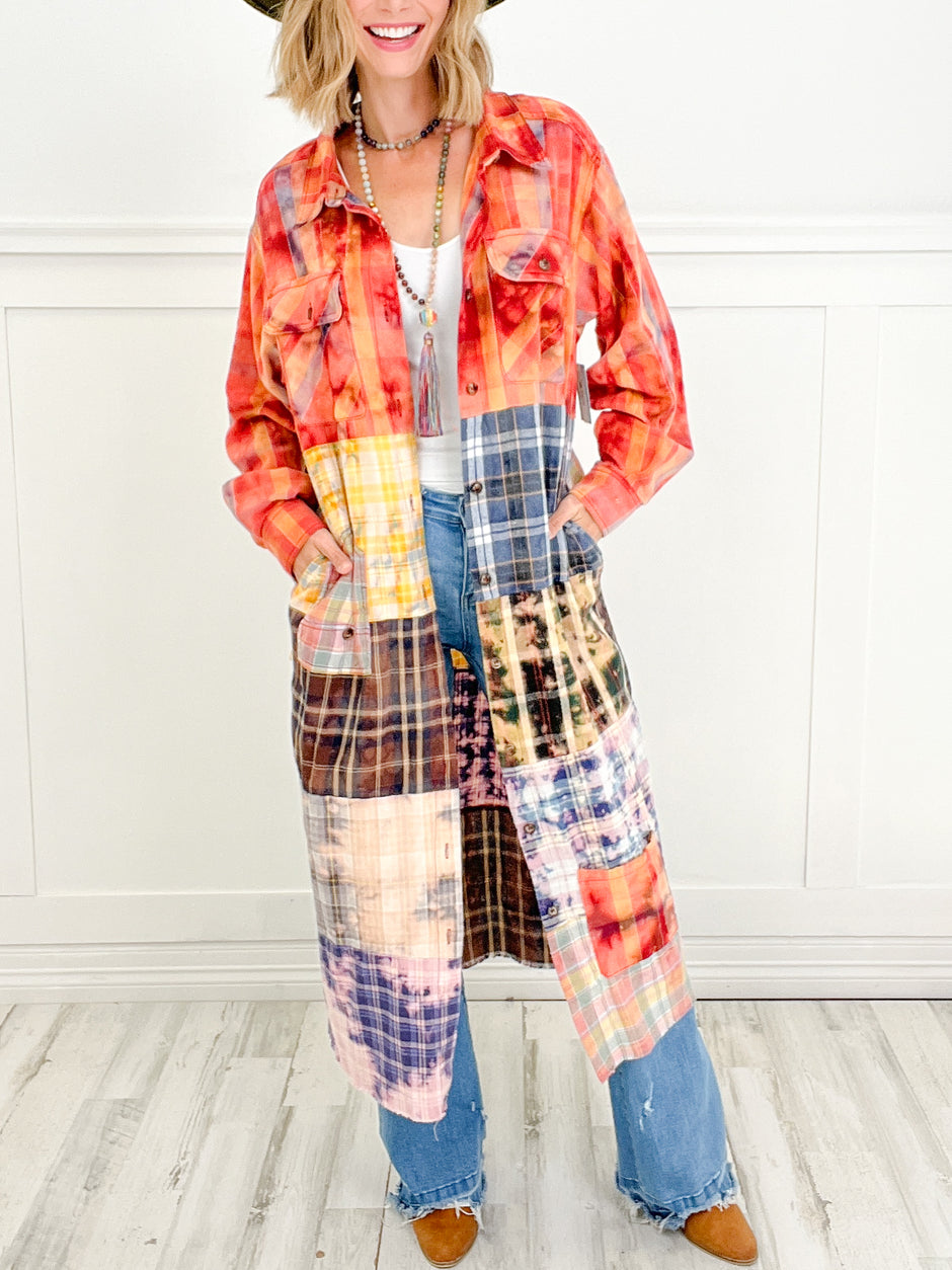 Little House Washed Plaid Mix Duster