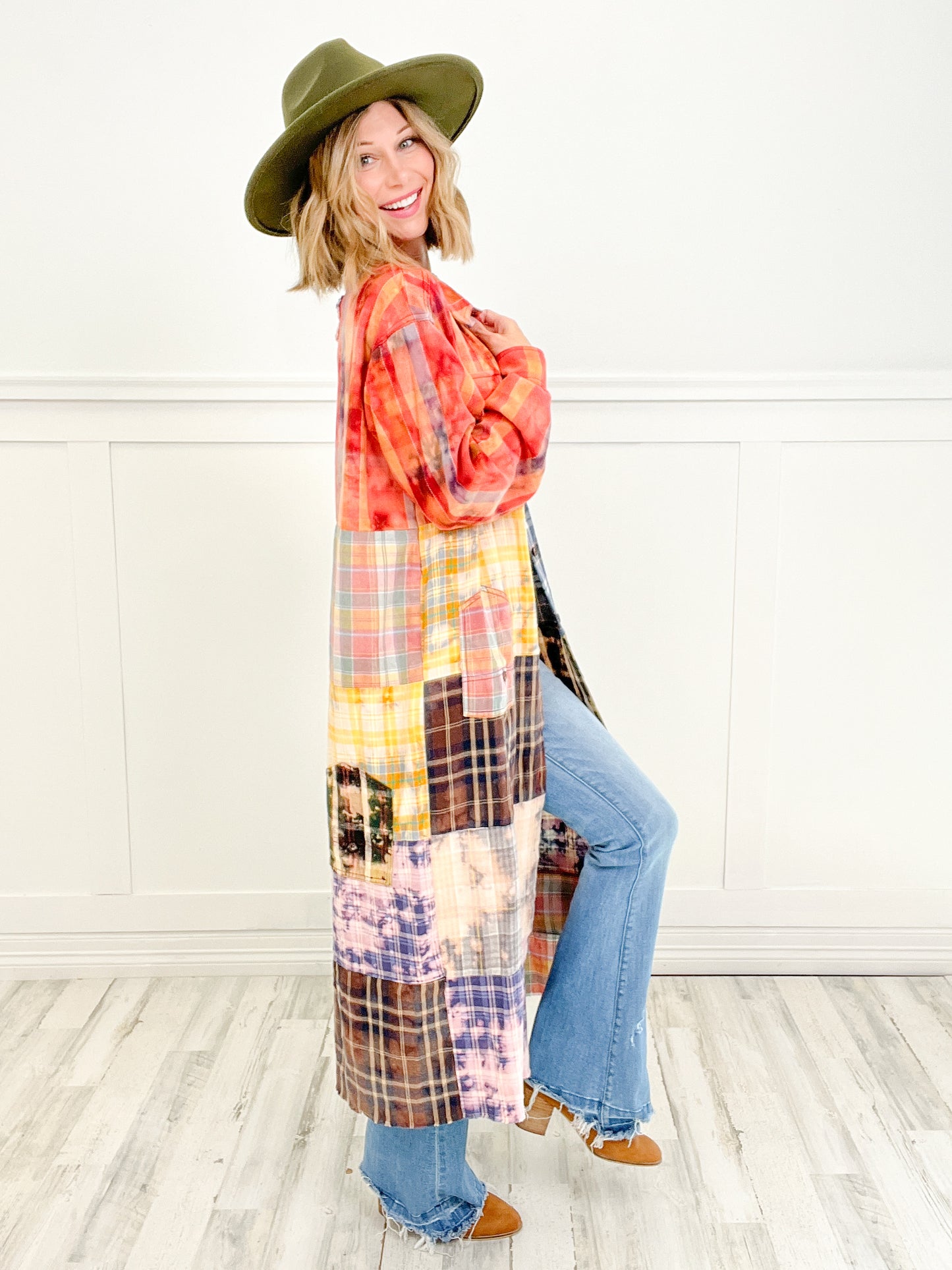 Little House Washed Plaid Mix Duster
