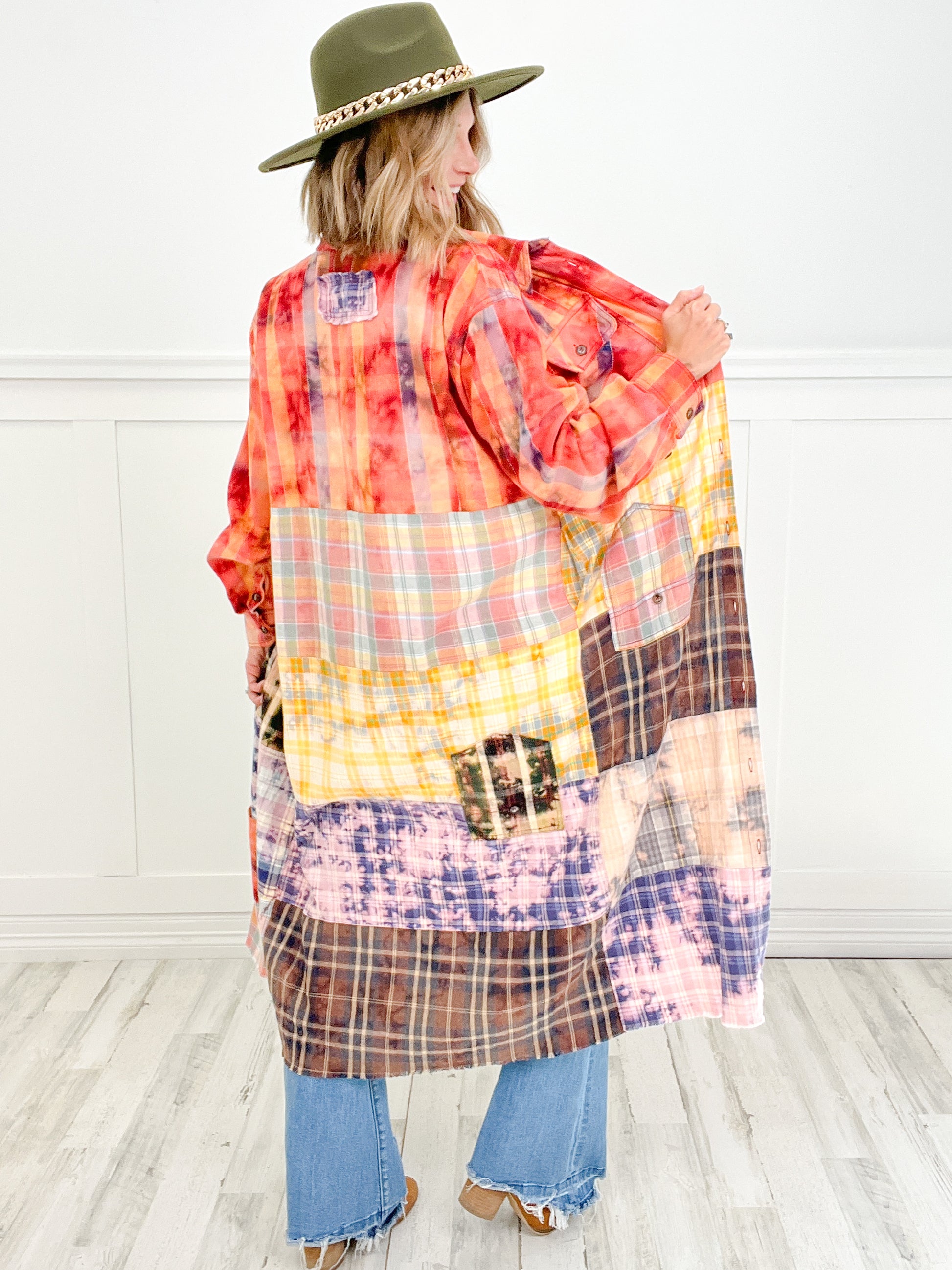Little House Washed Plaid Mix Duster