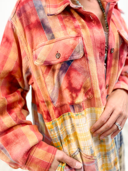Little House Washed Plaid Mix Duster