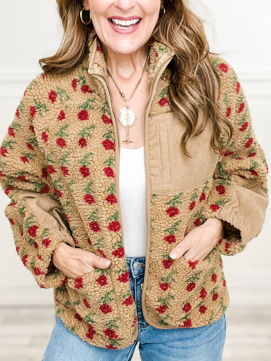 Oversized Printed Fleece Jacket