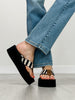 Corkys Take A Dip Wedge Flip-Flops in BLACK NATURAL STRIPE