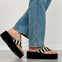 Corkys Take A Dip Wedge Flip-Flops in BLACK NATURAL STRIPE