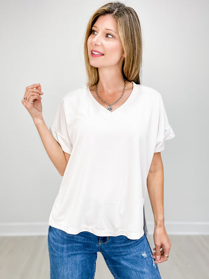 Short Sleeve V-Neck Modal Top