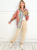 Sherbet Washed Plaid Mixed Buttondown Shirt Top