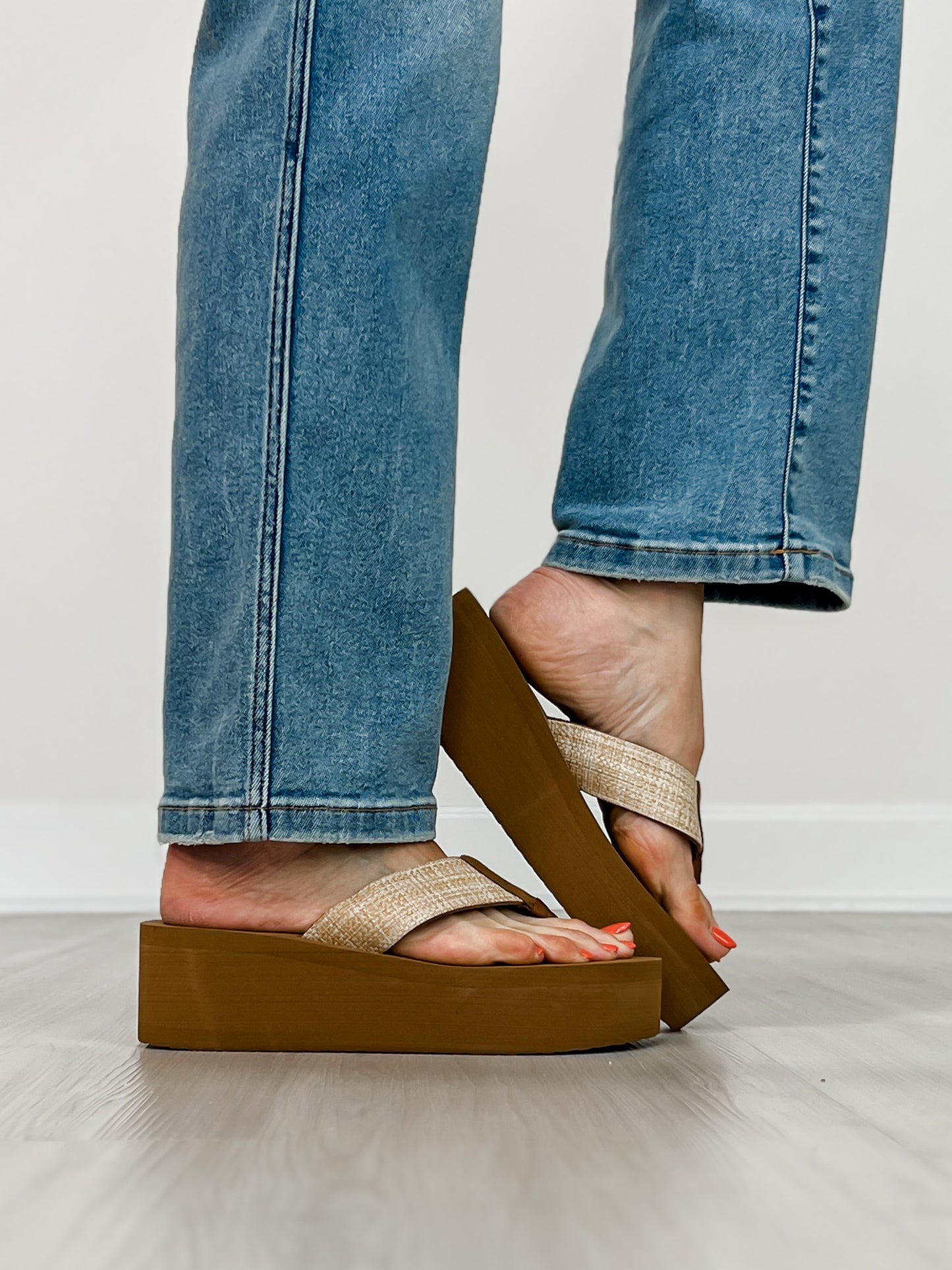 Corkys Take A Dip Wedge Flip-Flops in RAFFIA