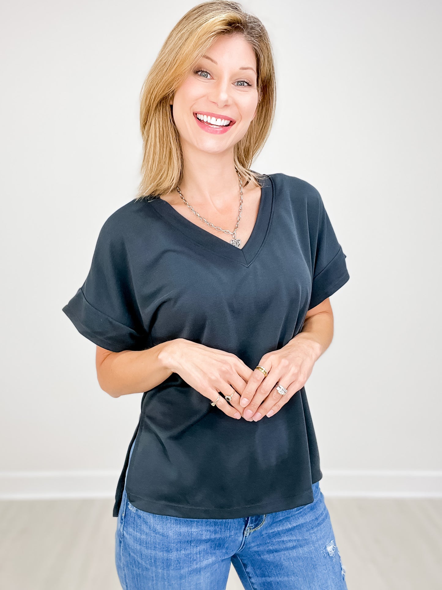 Short Sleeve V-Neck Modal Top