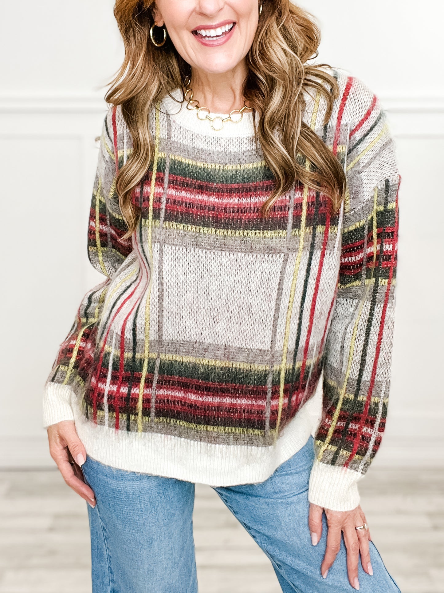 Long Sleeve Sid Check Sweater Top