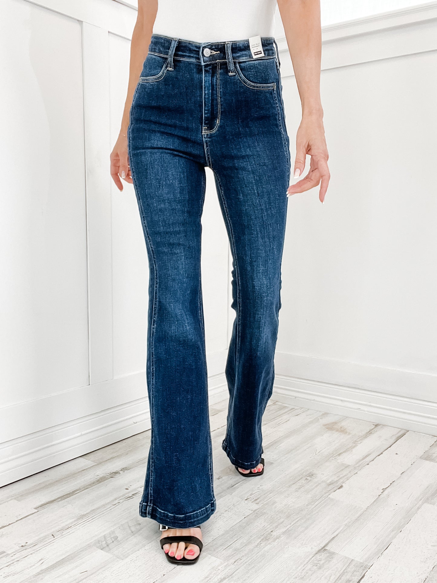 Judy Blue ANTI-HERO Hi-Rise Angled Side Seam Detail Flare Denim Jeans