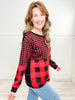 CHECKER PRINT FRENCH TERRY COLOR BLOCK SWEATSHIRTS