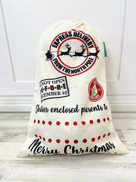 Giant Cloth Christmas Drawstring Gift Bags