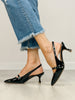 MIA Saurra Pointed Toe Kitten Heels in Black Patent