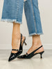 MIA Saurra Pointed Toe Kitten Heels in Black Patent