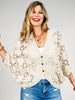 Crochet Button Down Half Sleeve Cardigan