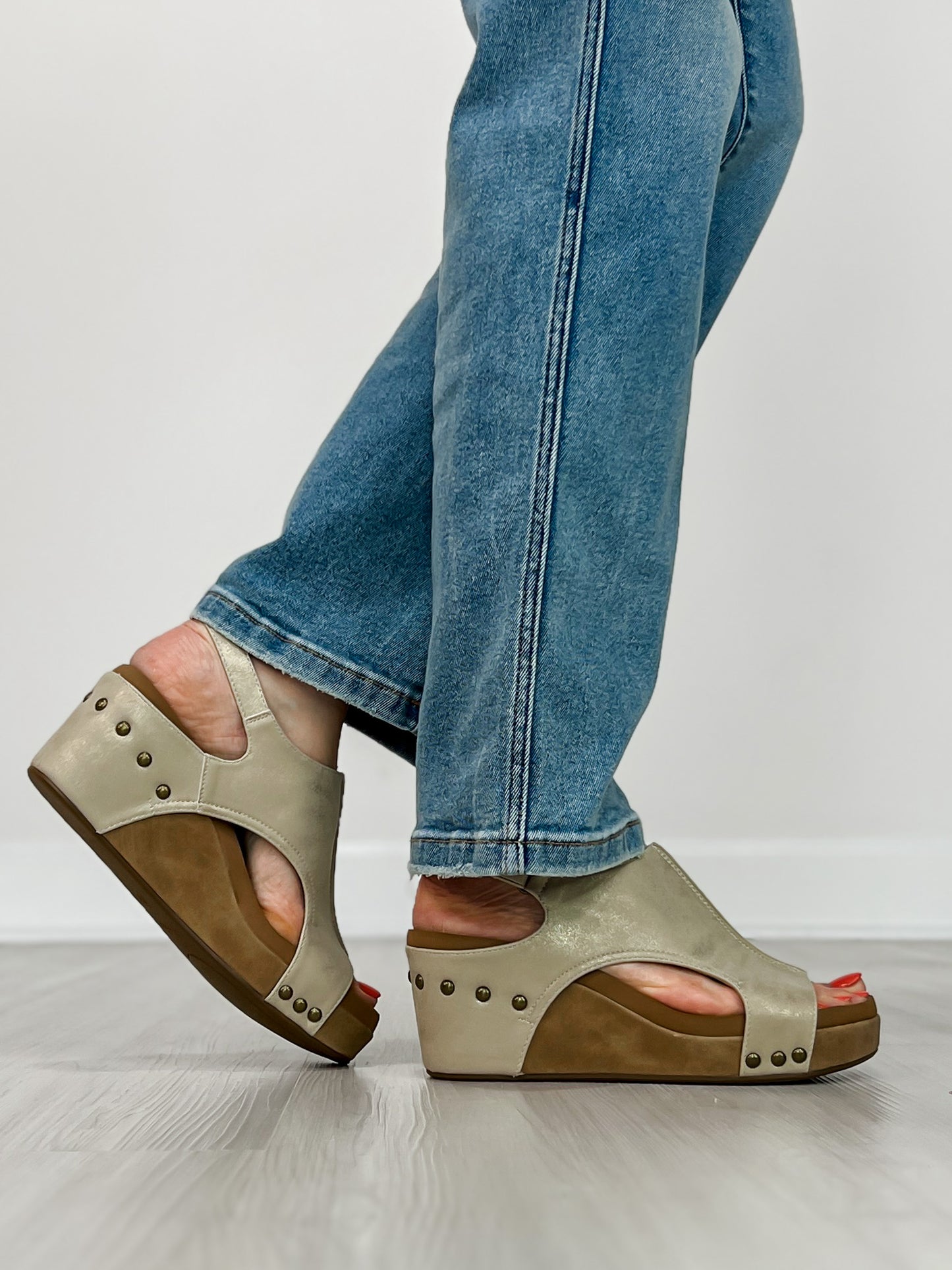 Corkys Carley Wedges in WASHED GOLD COMBO