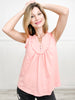 Frilled Sleeveless Knit Top with Button Neckline