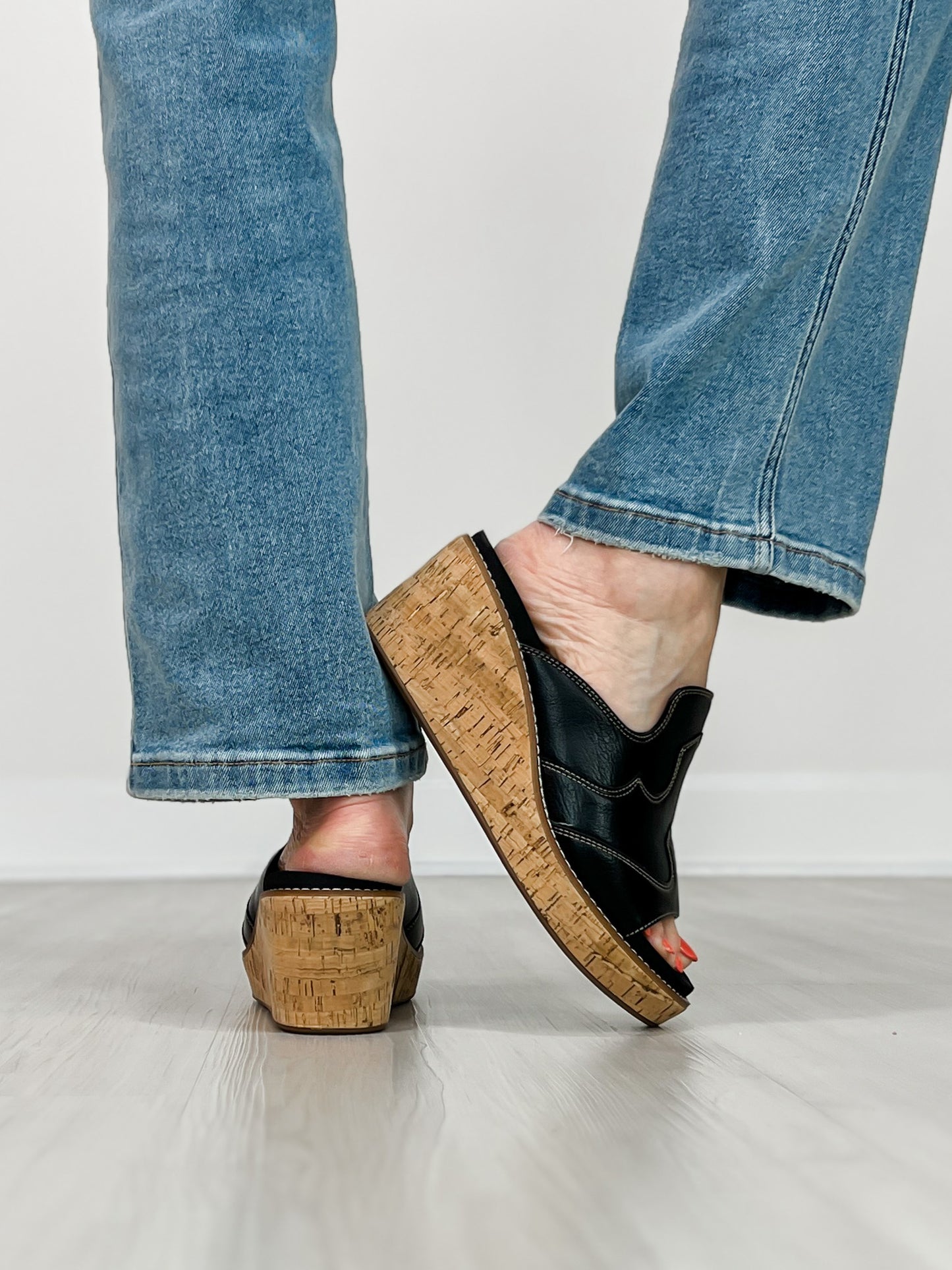 Corkys Neon Moon Cork Wedges in BLACK