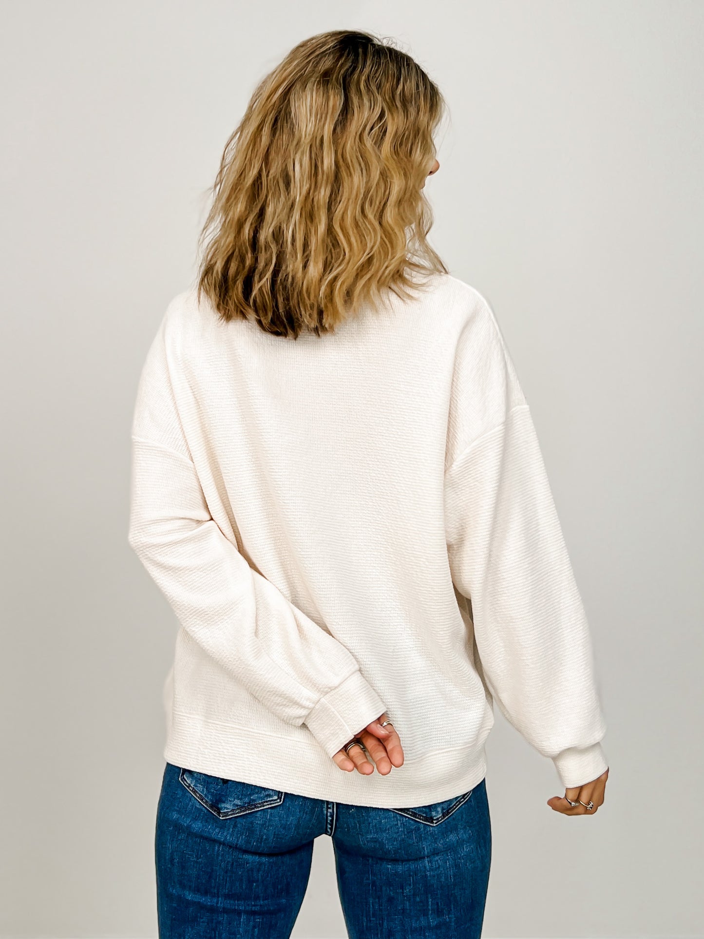 Santa Pink Cookie Graphic Cloudy Knit Top