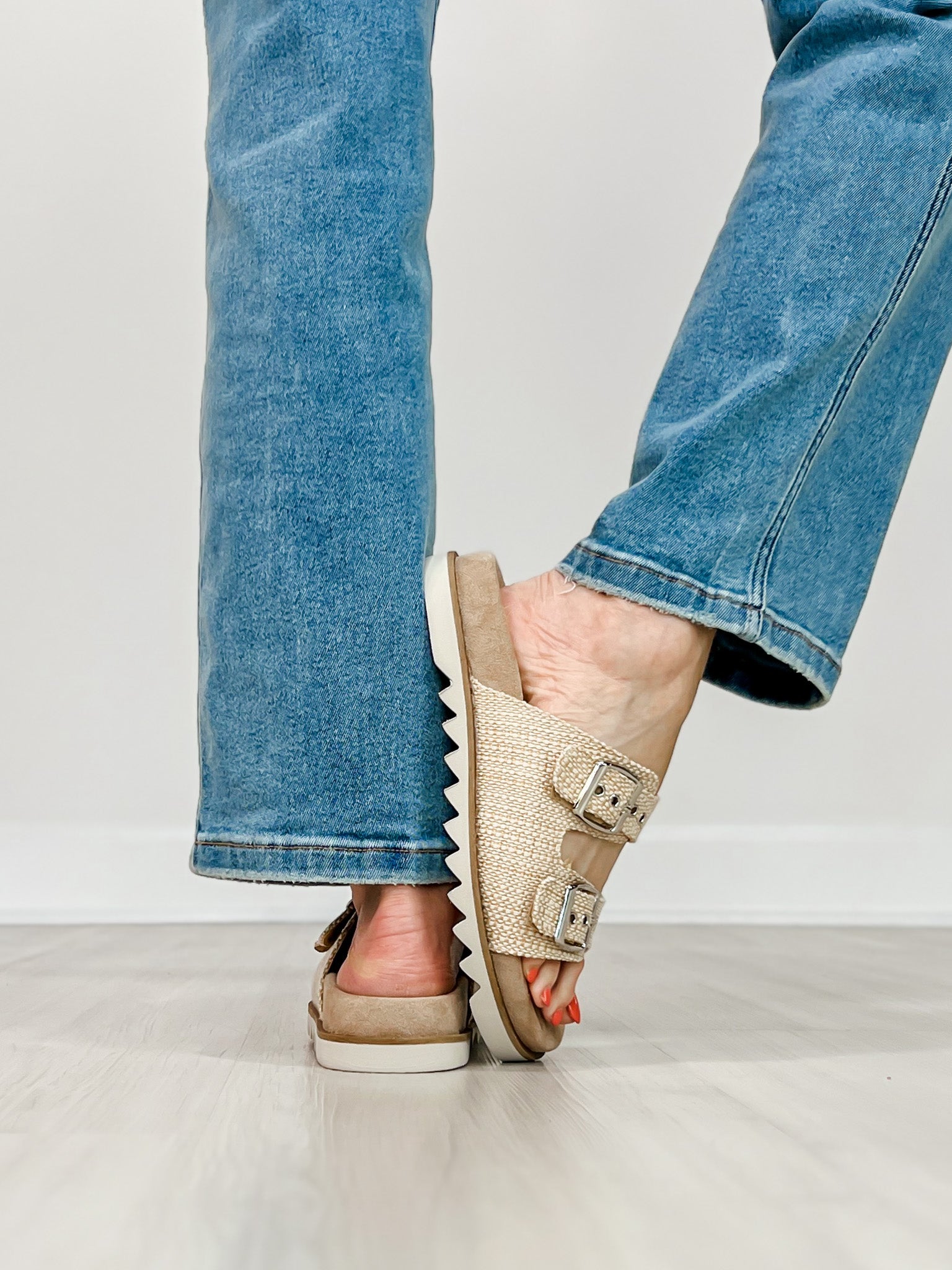 Corkys Dash Two Band Slide Sandals in RAFFIA