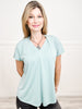 Free Thinking Modal Blend Jersey V-Neck Round Hem Top