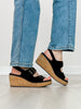 Corkys My 2 Cents Wedges in BLACK FAUX SUEDE