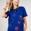 Short Sleeve Solid Knit Top with Sequin Heart Appliques