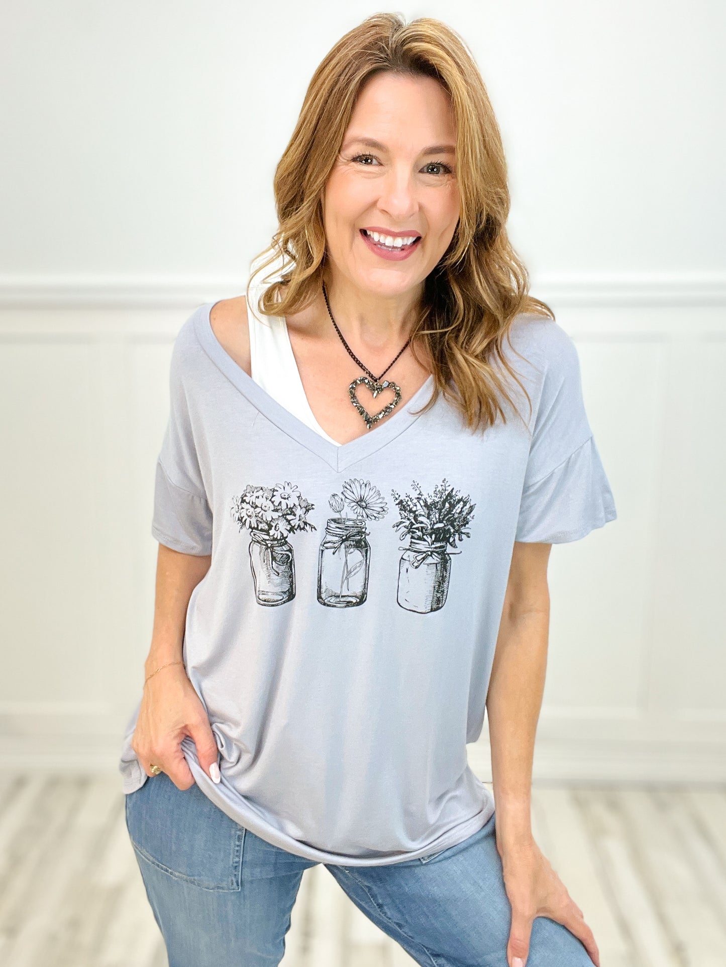 Short Sleeve Mason Jar Graphic Top