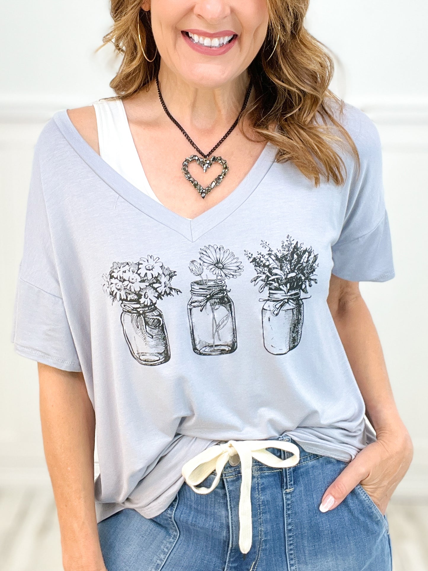 Short Sleeve Mason Jar Graphic Top