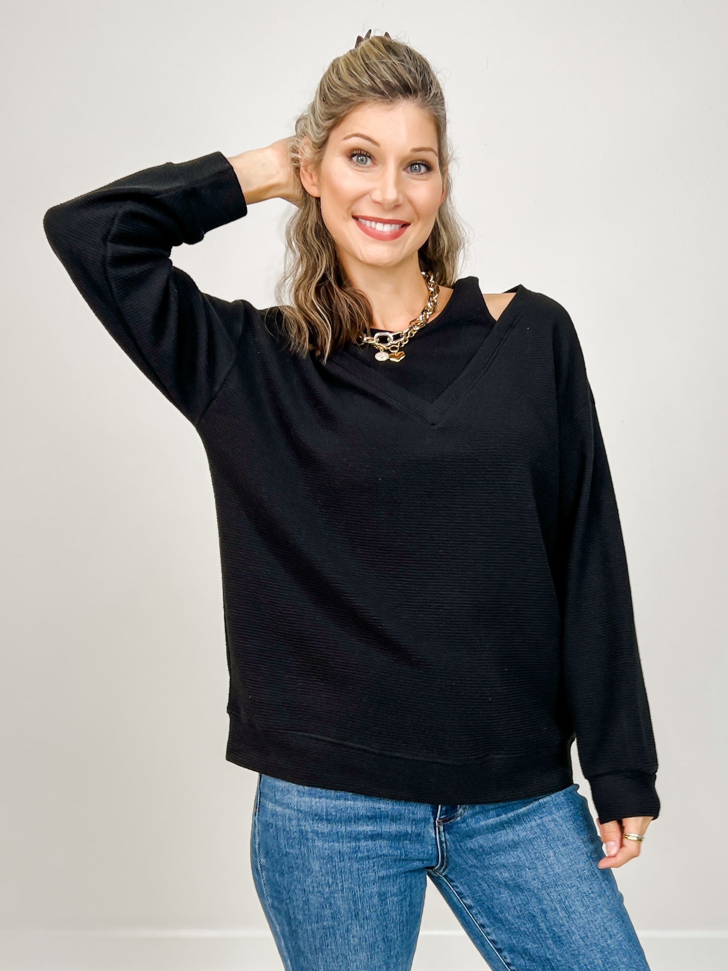 Long Sleeve Cloudy Knit Layered Top