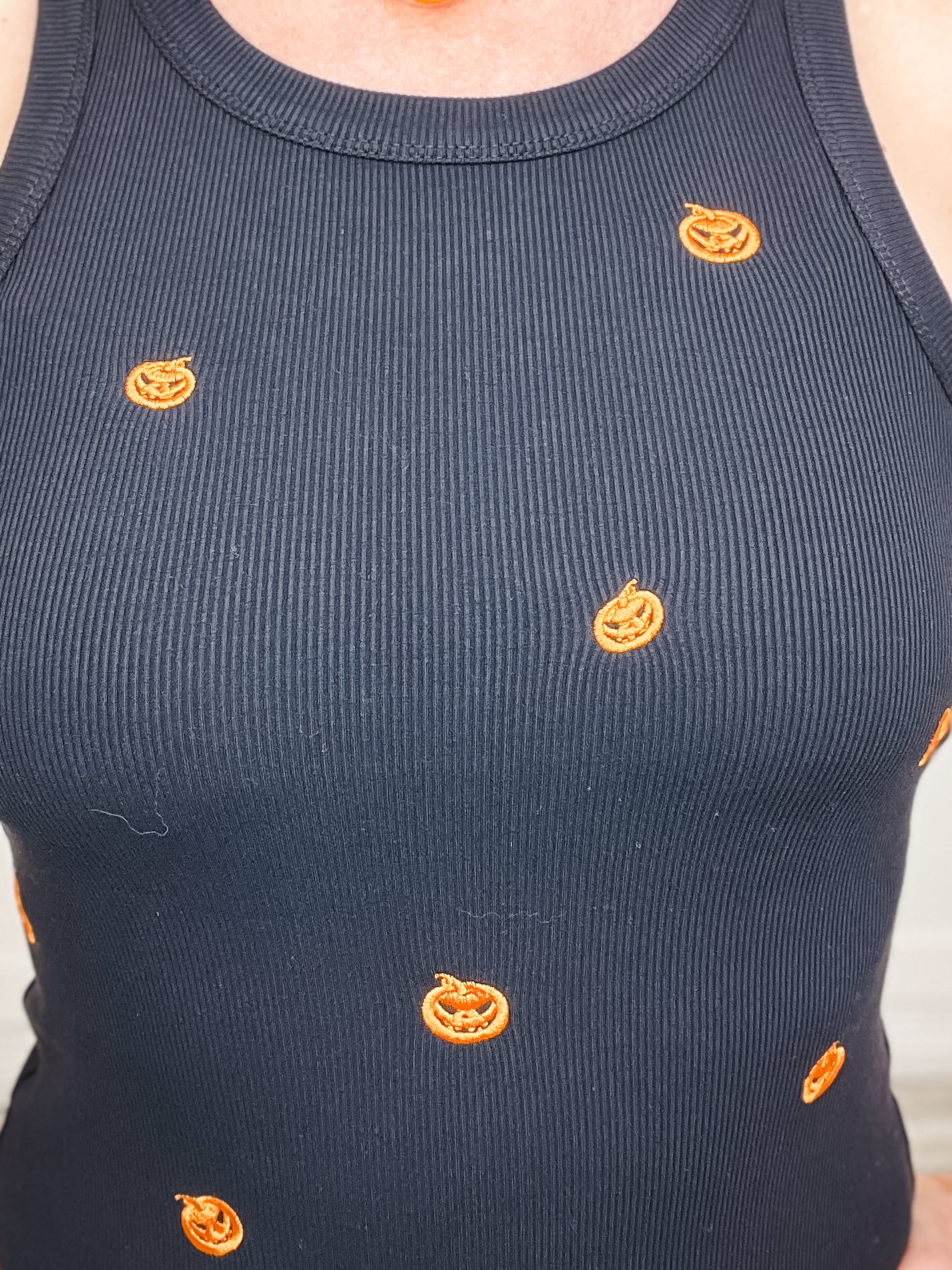 Jack O'Lantern Embroidered Tank Top