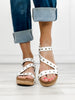 Corkys Revolve Wedge Sandals with Metal Stud Embellishments in White