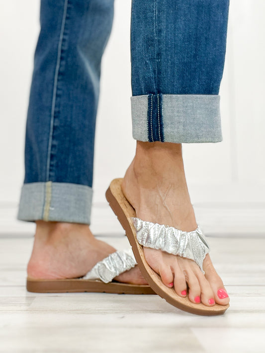 Corkys Cool Off Flip-Flop Sandals in Silver Metallic