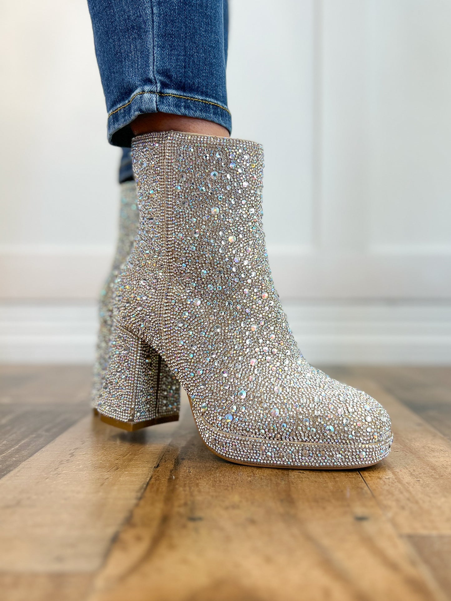 Corkys Bussin Boots in Clear Rhinestone