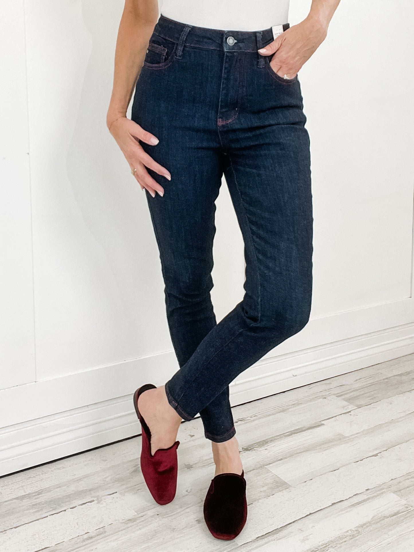 Judy Blue CROSS MY HEART Hi-Rise Heart Shaped Back Pocket Skinny Jeans