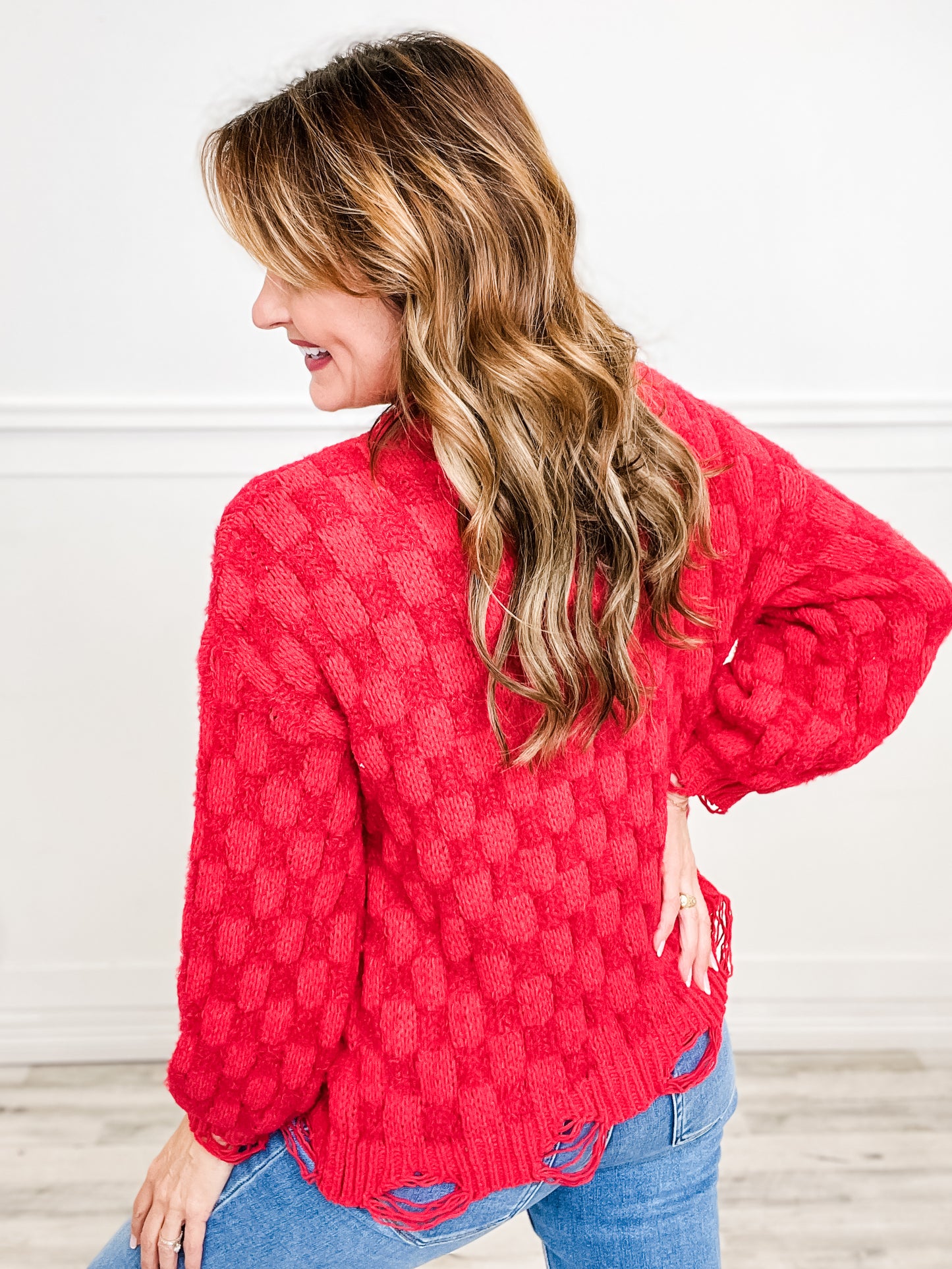 Long Sleeve Weaved Sweater Top