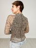 Long Sleeve Mesh Animal Print Mock Neck Top with Thumb Holes