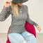 Long Sleeve Checkered Mock Neck Top