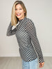 Long Sleeve Checkered Mock Neck Top