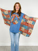 Peace Sign Patch Kantha Poncho Top