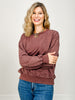 Mineral Washed Mixed Texture Pullover in Dark Cherry