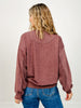 Mineral Washed Mixed Texture Pullover in Dark Cherry