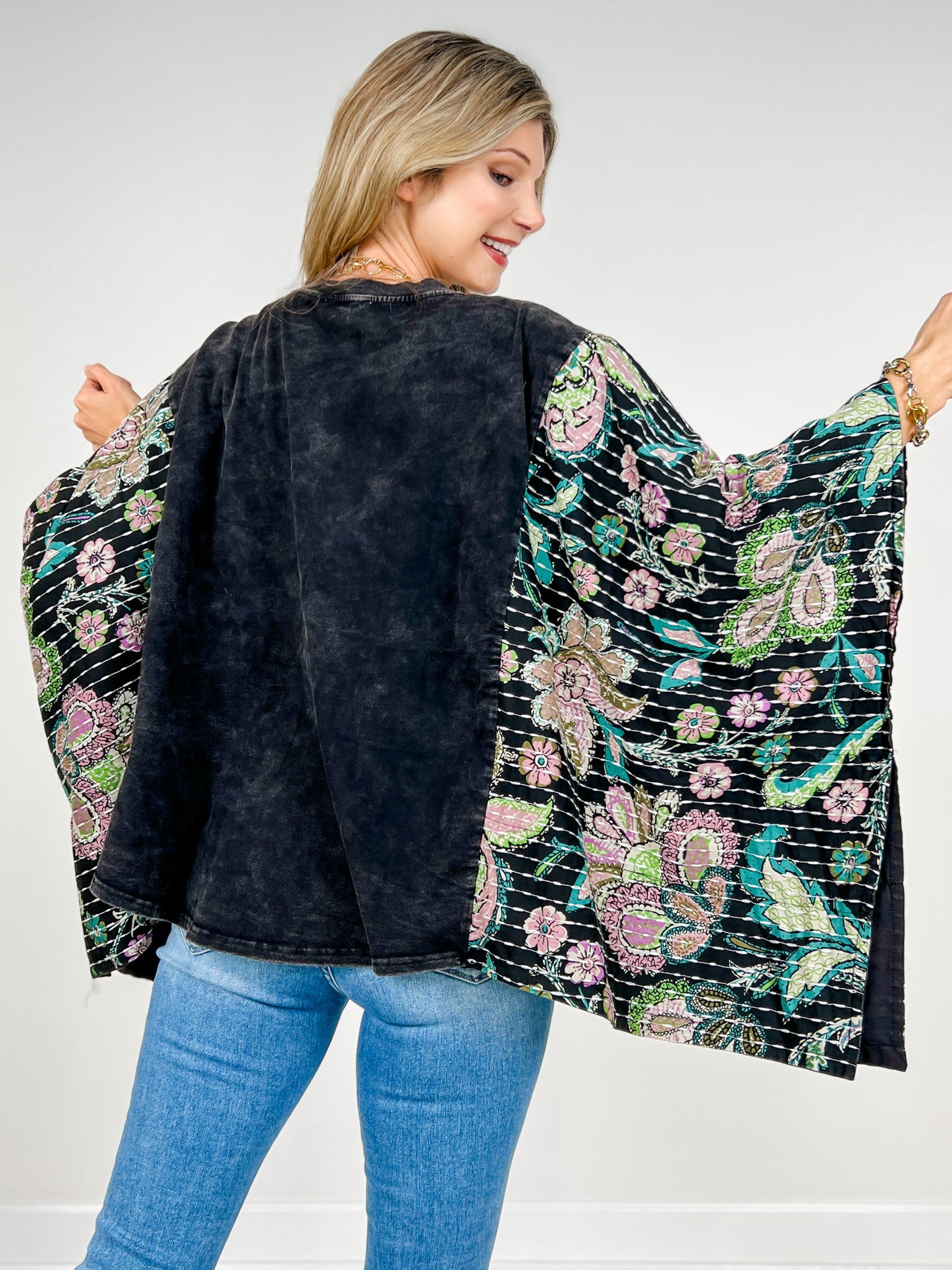 Mermaid Print Kantha Poncho Top