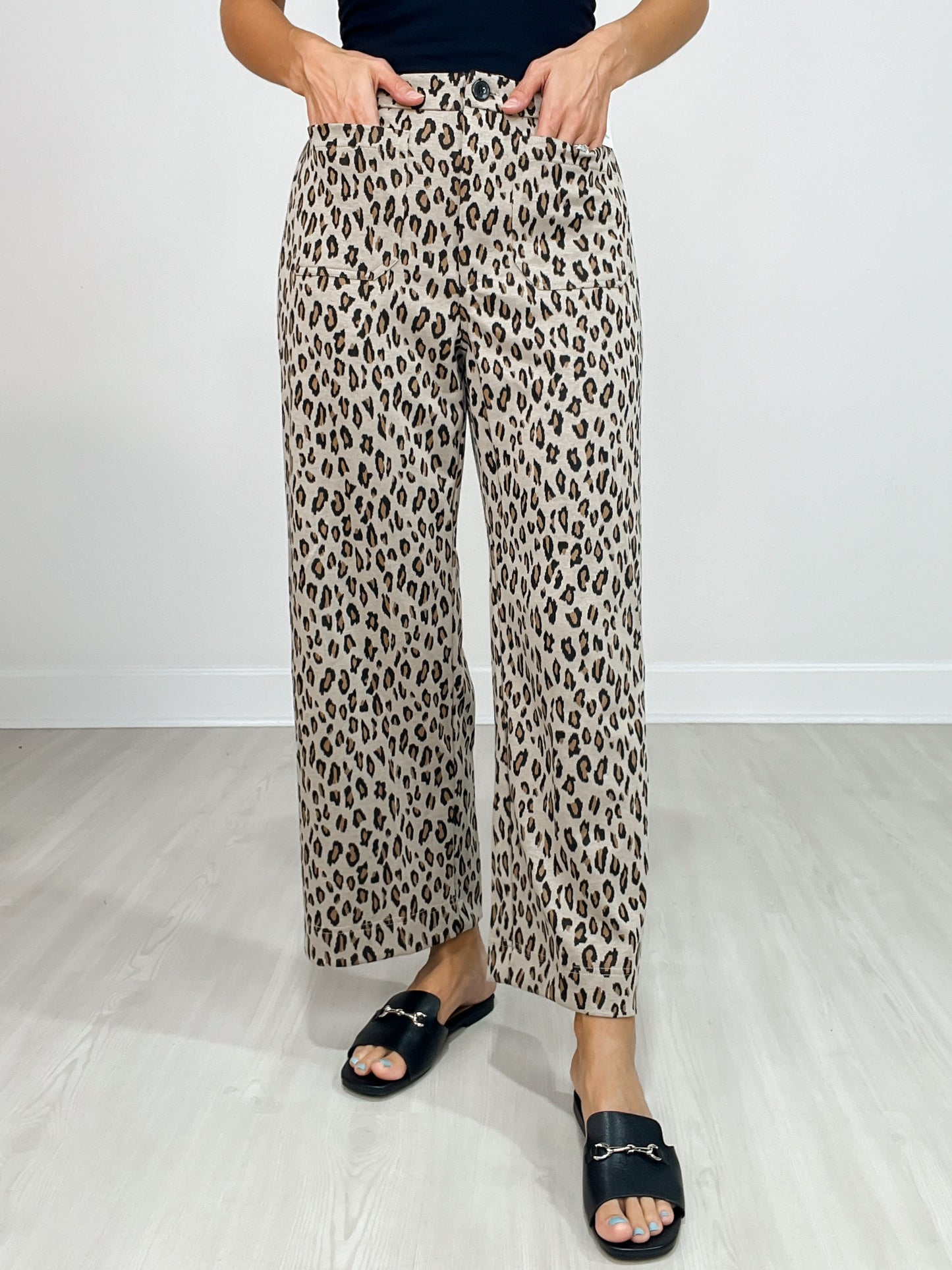 High Waist Wide Leg Leopard Pants