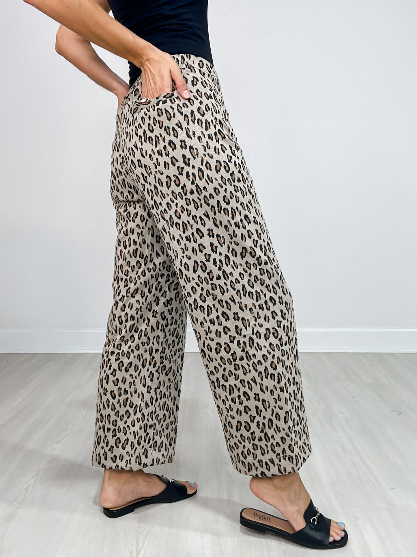 High Waist Wide Leg Leopard Pants