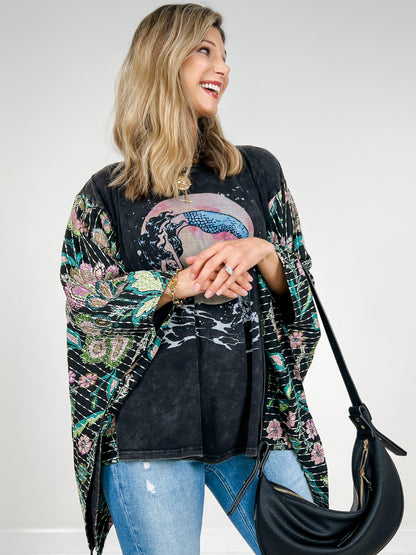 Mermaid Print Kantha Poncho Top