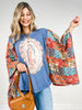 Virgin Mary Print Kantha Poncho Top