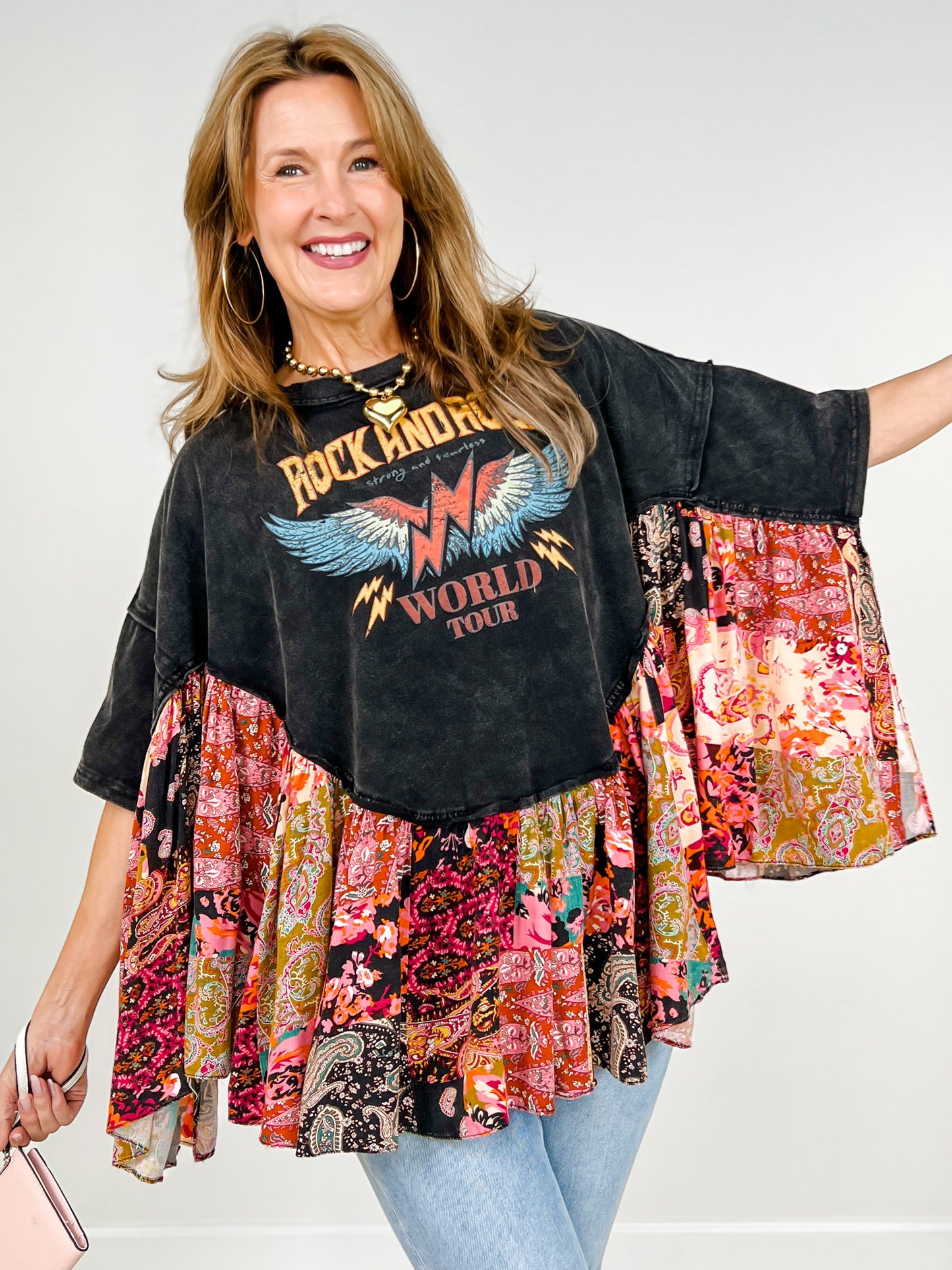 Rock And Roll Oversized Ruffled Poncho Top