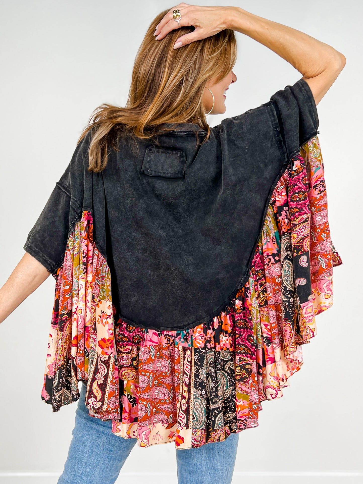 Rock And Roll Oversized Ruffled Poncho Top